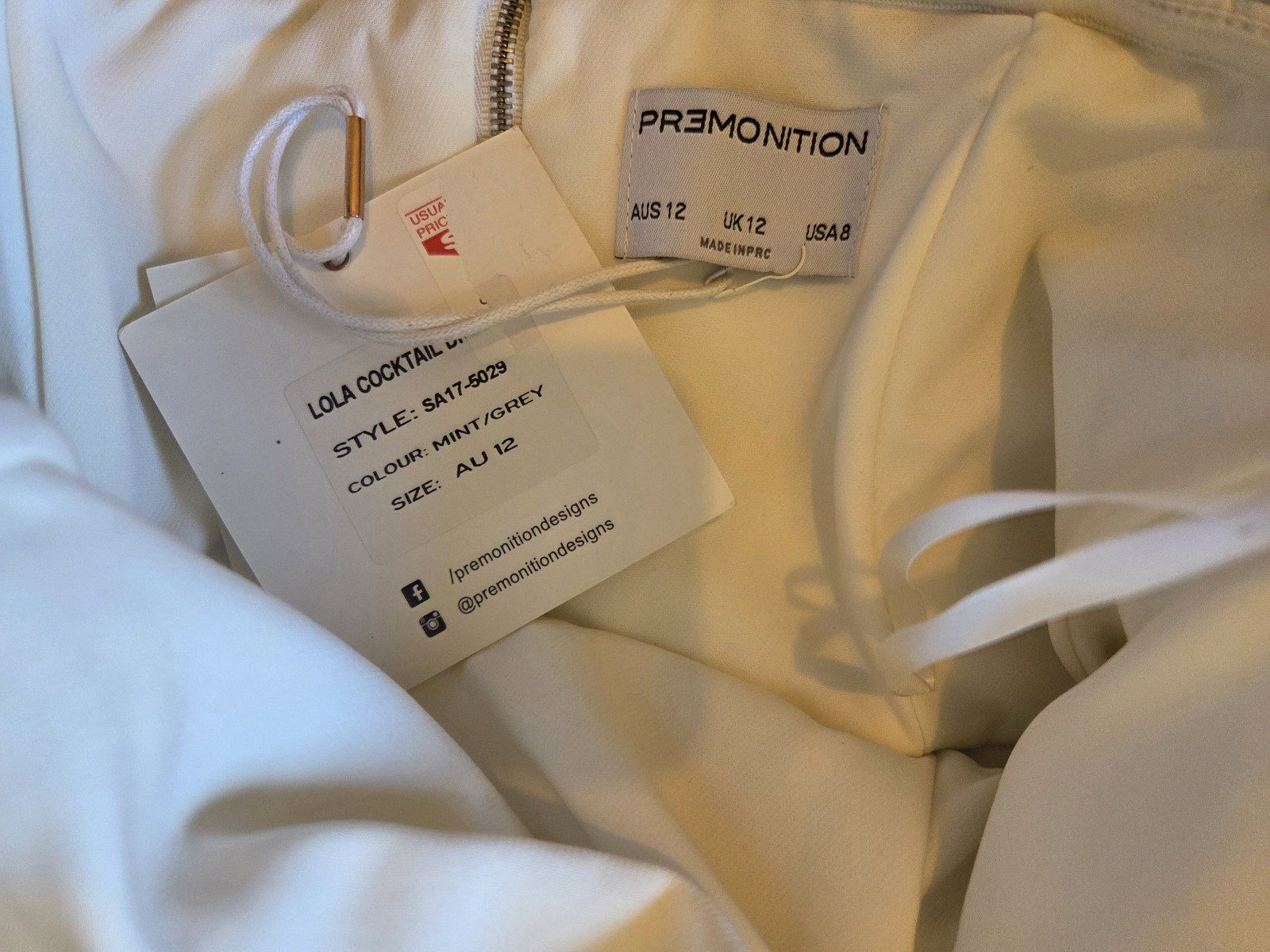 Premonition Lola Cocktail Dress | Mint & Grey | AU 12 | BNWT image 5