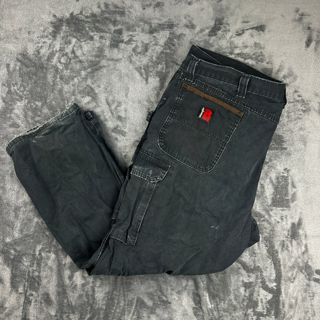 Wrangler Riggs Workwear Black Cargo Carpenter Trousers W44 L26