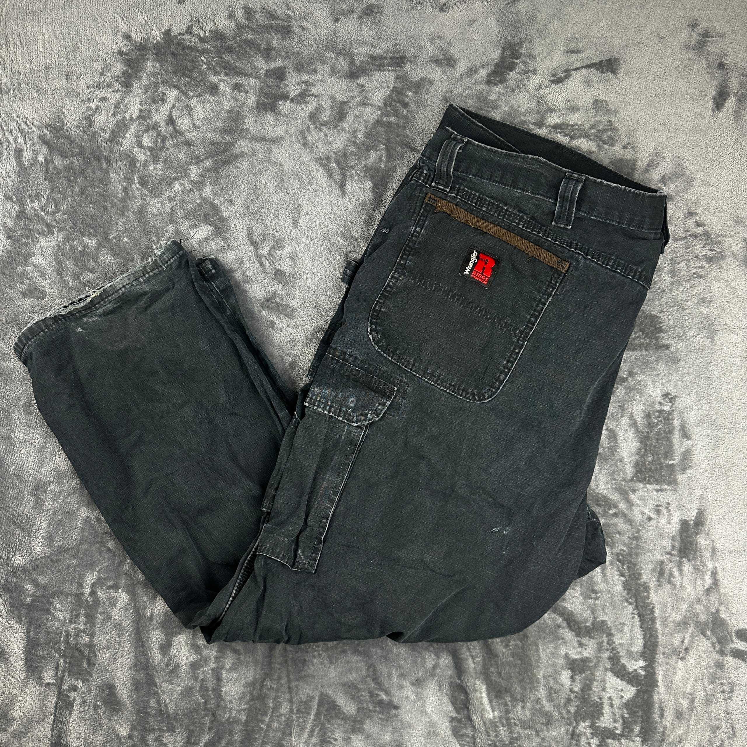 Wrangler Riggs Workwear Black Cargo Carpenter Trousers W44 L26