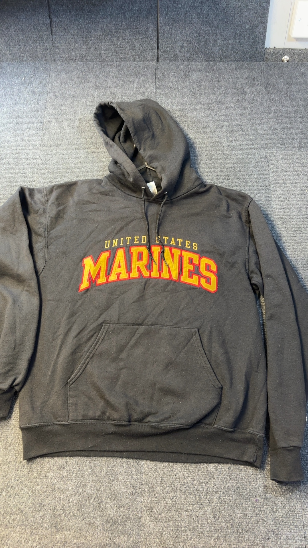 Champion Black United States Marines Hoodie Medium very good vintage condition