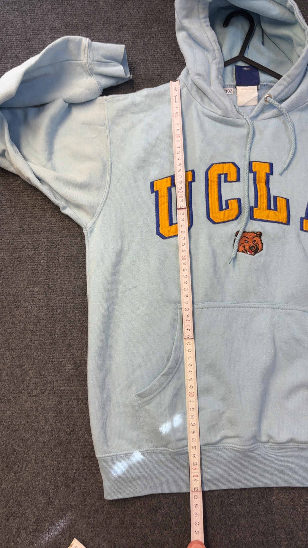 Old Varsity Brand Light grey UCLA Hoodie Sweatshirt Medium very good vintage condition image 2