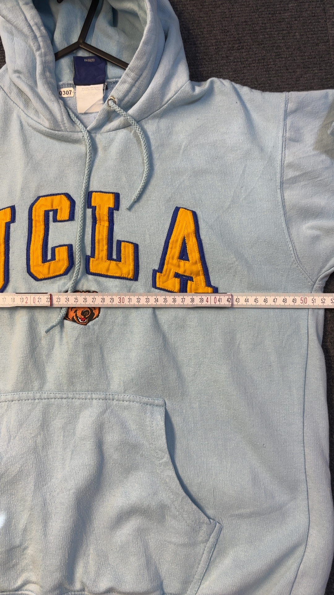 Old Varsity Brand Light grey UCLA Hoodie Sweatshirt Medium very good vintage condition image 3