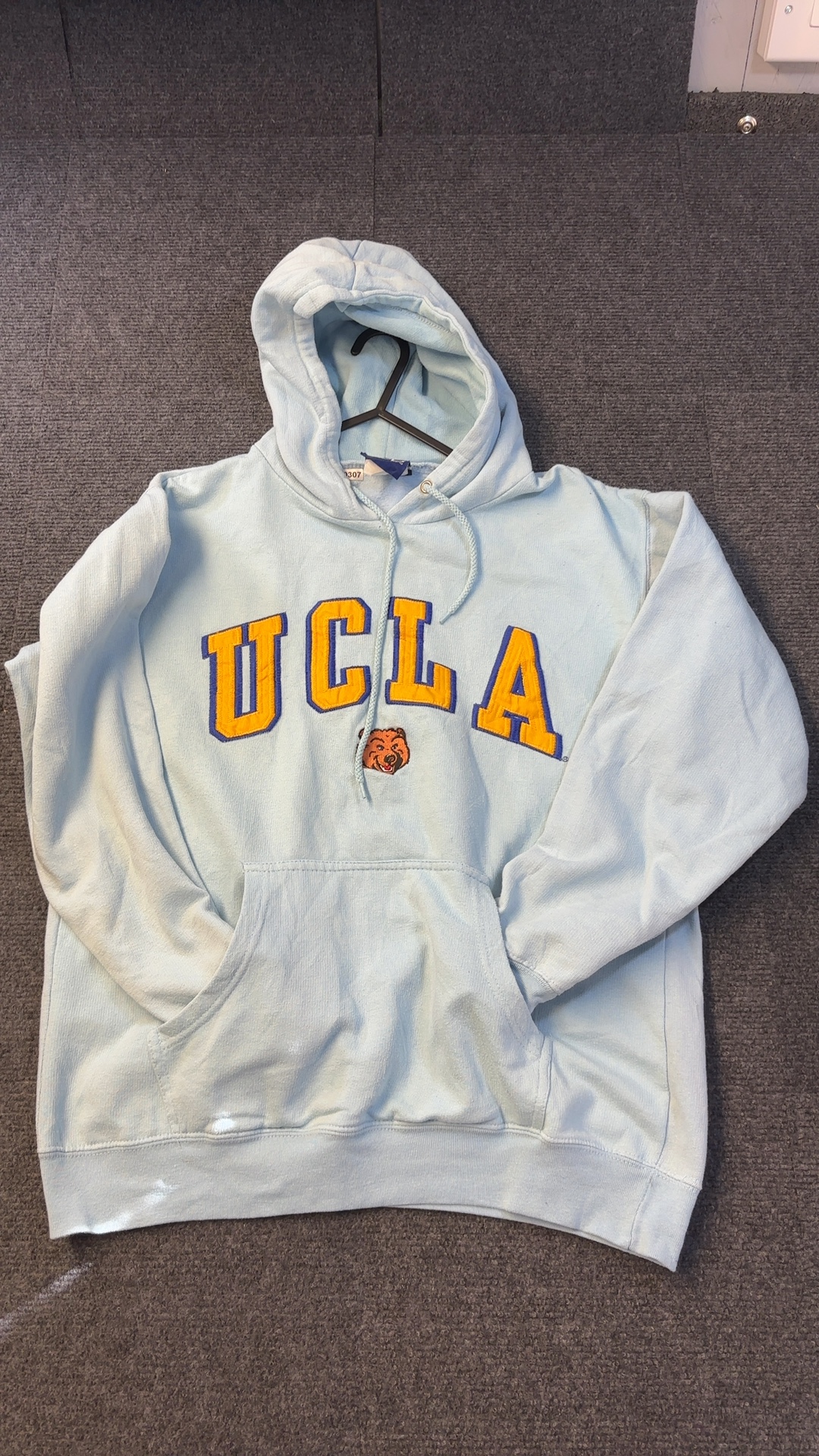 Old Varsity Brand Light grey UCLA Hoodie Sweatshirt Medium very good vintage condition image 6