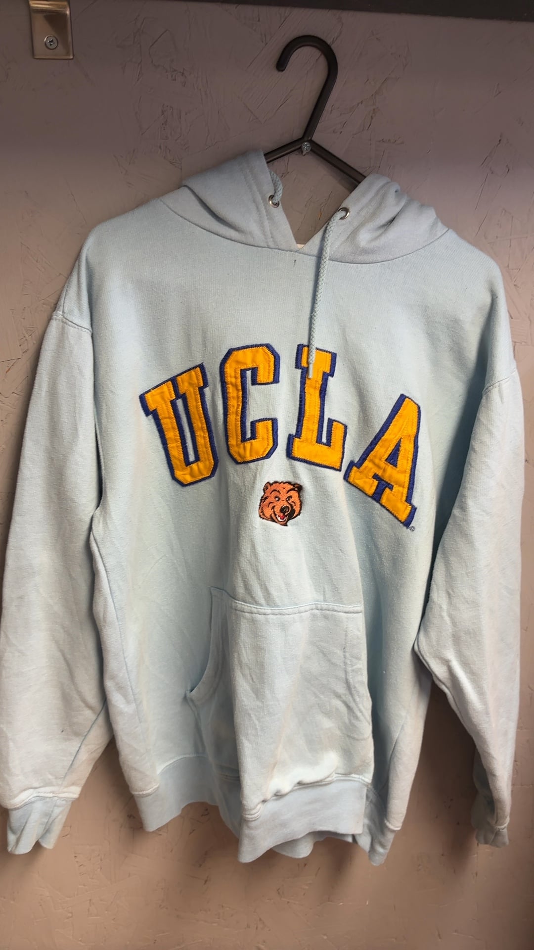 Old Varsity Brand Light grey UCLA Hoodie Sweatshirt Medium very good vintage condition