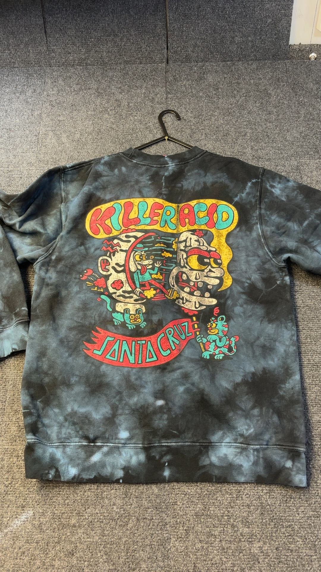 Santa Cruz Black Tie Dye Killer Acid Graphic Sweatshirt Large very good vintage condition