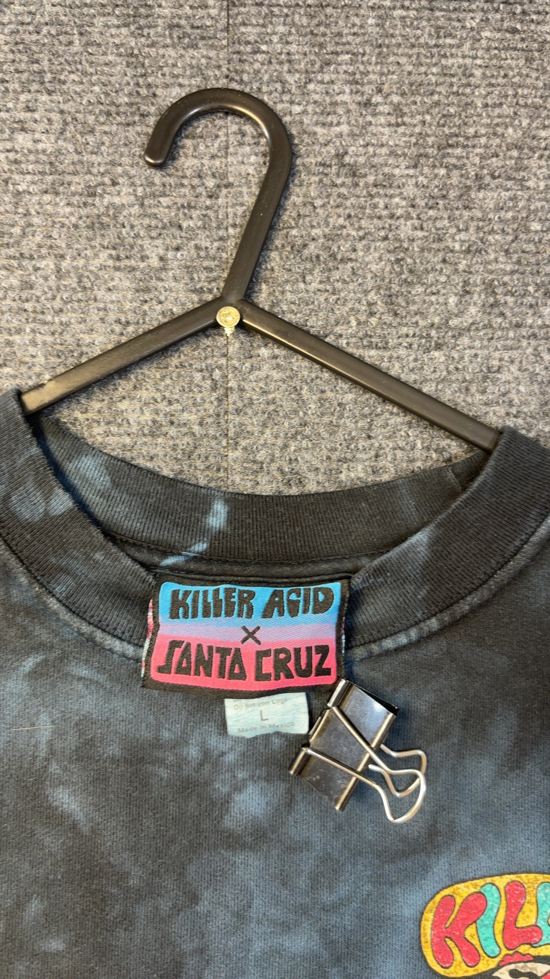 Santa Cruz Black Tie Dye Killer Acid Graphic Sweatshirt Large very good vintage condition image 6
