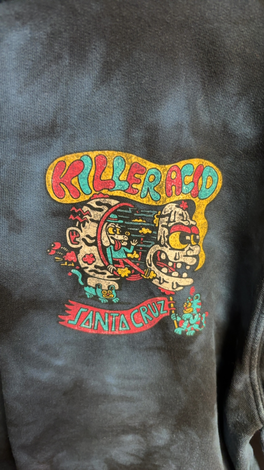 Santa Cruz Black Tie Dye Killer Acid Graphic Sweatshirt Large very good vintage condition image 9