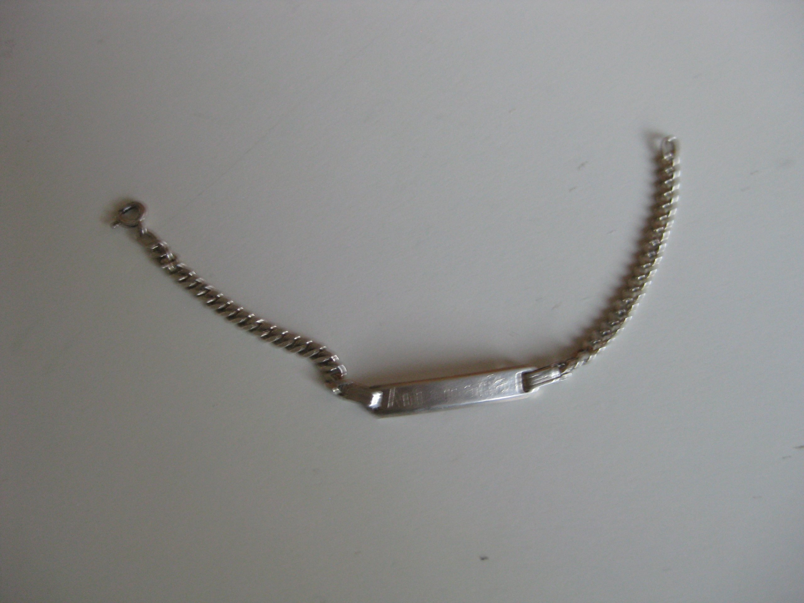 925 Silver Engraved Name Bracelet 16 cm Unisex