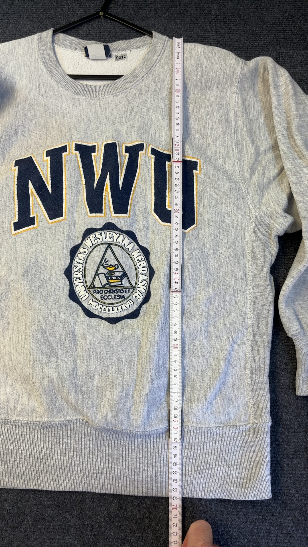 College Football Jansport Grey NWU Applique Sweatshirt Unisex Large very good condition image 4