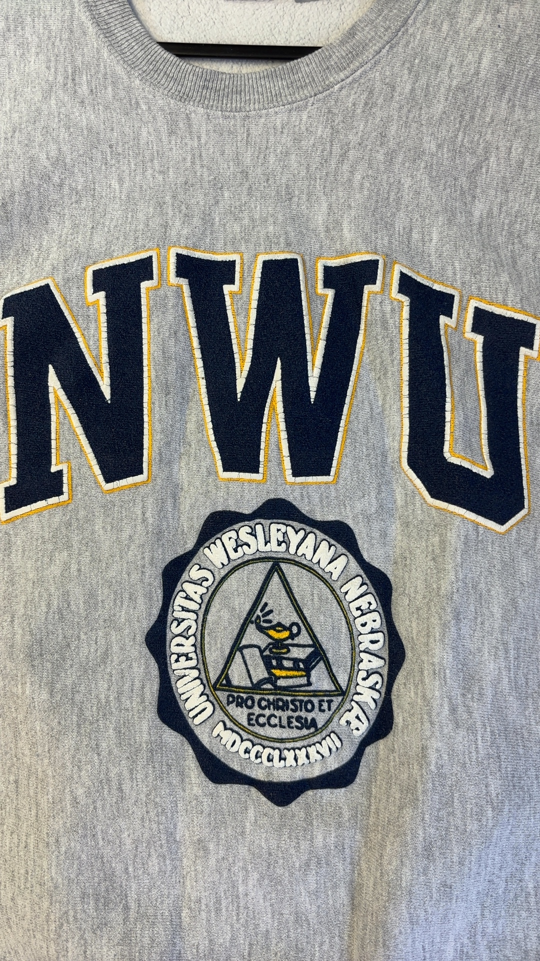 College Football Jansport Grey NWU Applique Sweatshirt Unisex Large very good condition image 3