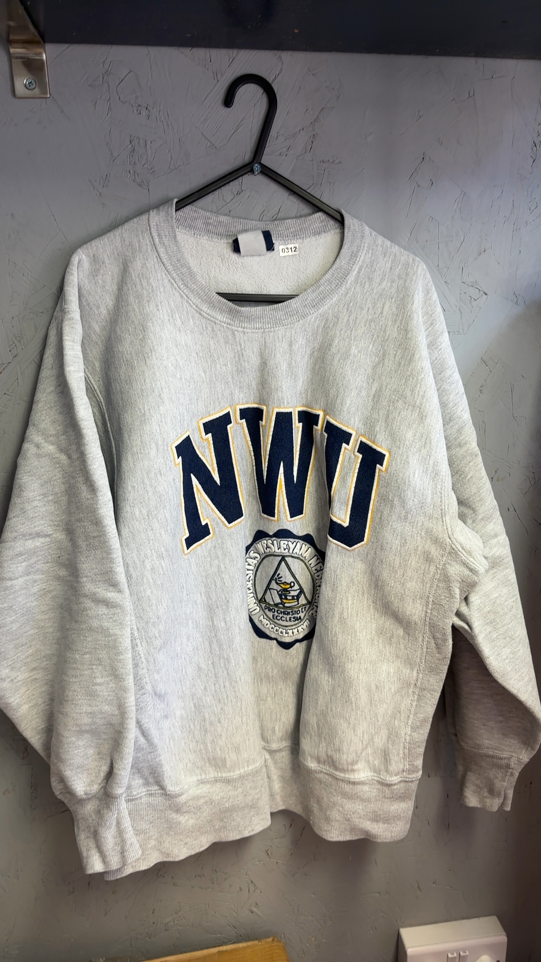College Football Jansport Grey NWU Applique Sweatshirt Unisex Large very good condition image 2