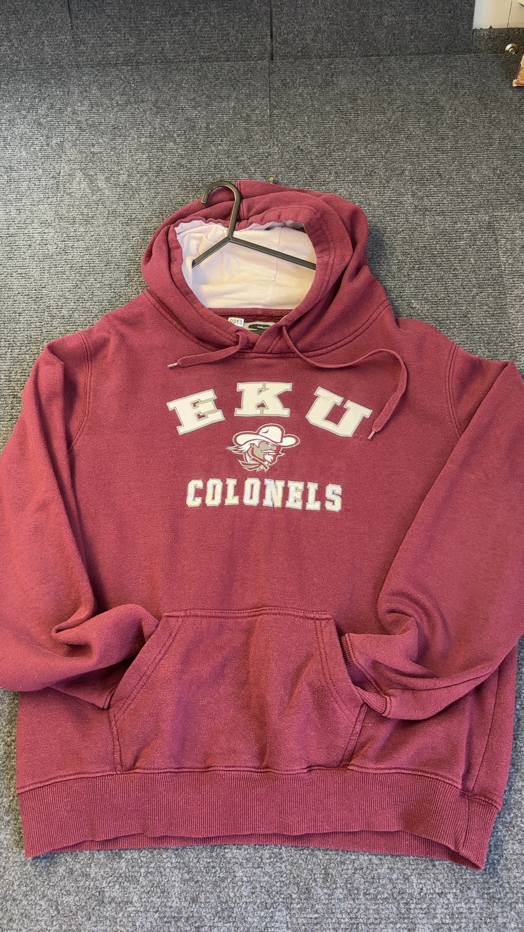 College Football EKU Colonels Stadium Athletics Maroon Hoodie Large Cotton & Polyester good condition