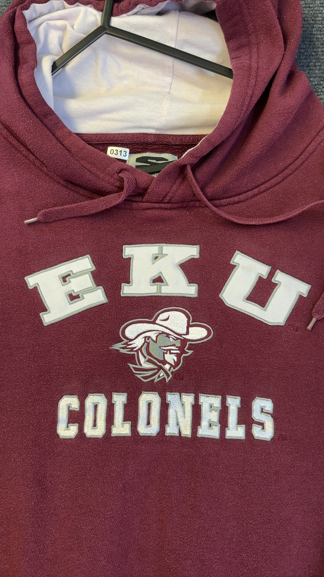 College Football EKU Colonels Stadium Athletics Maroon Hoodie Large Cotton & Polyester good condition image 3