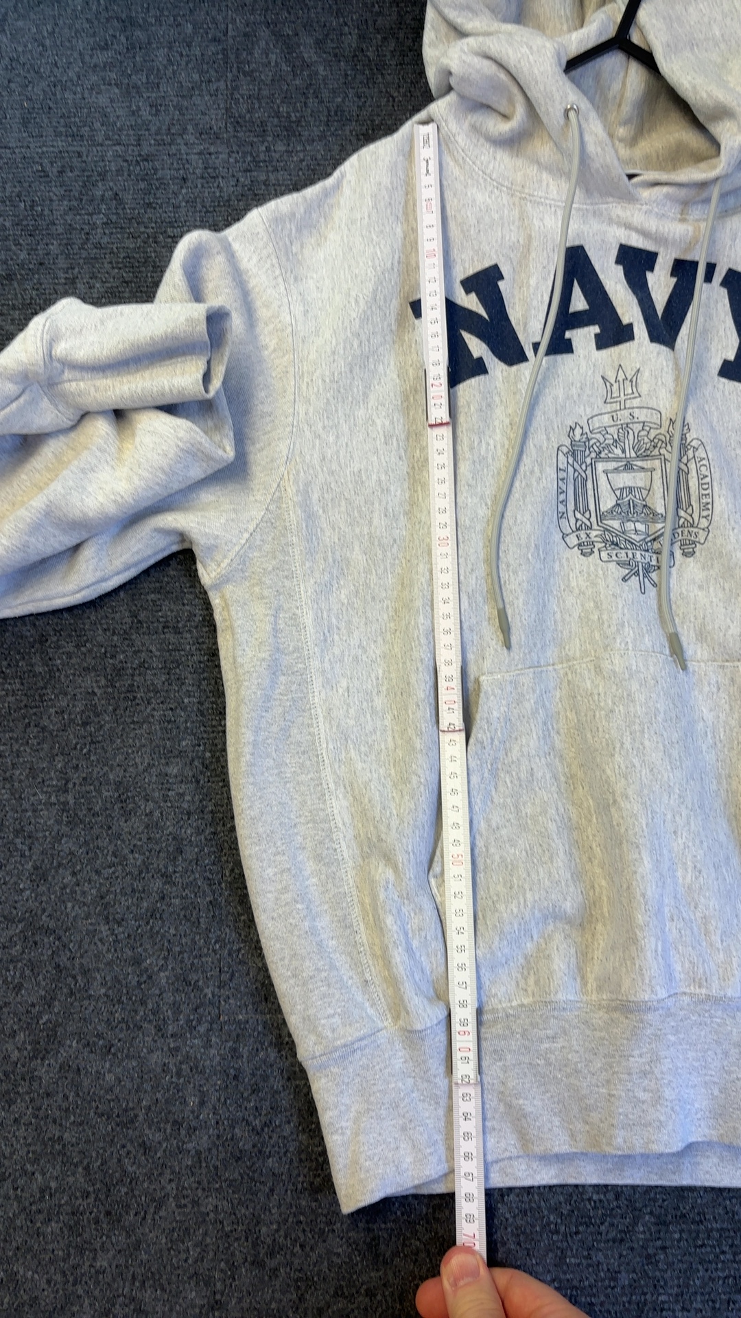 Champion Grey Navy Print Hoodie Small Authentic Athleticwear excellent condition image 6