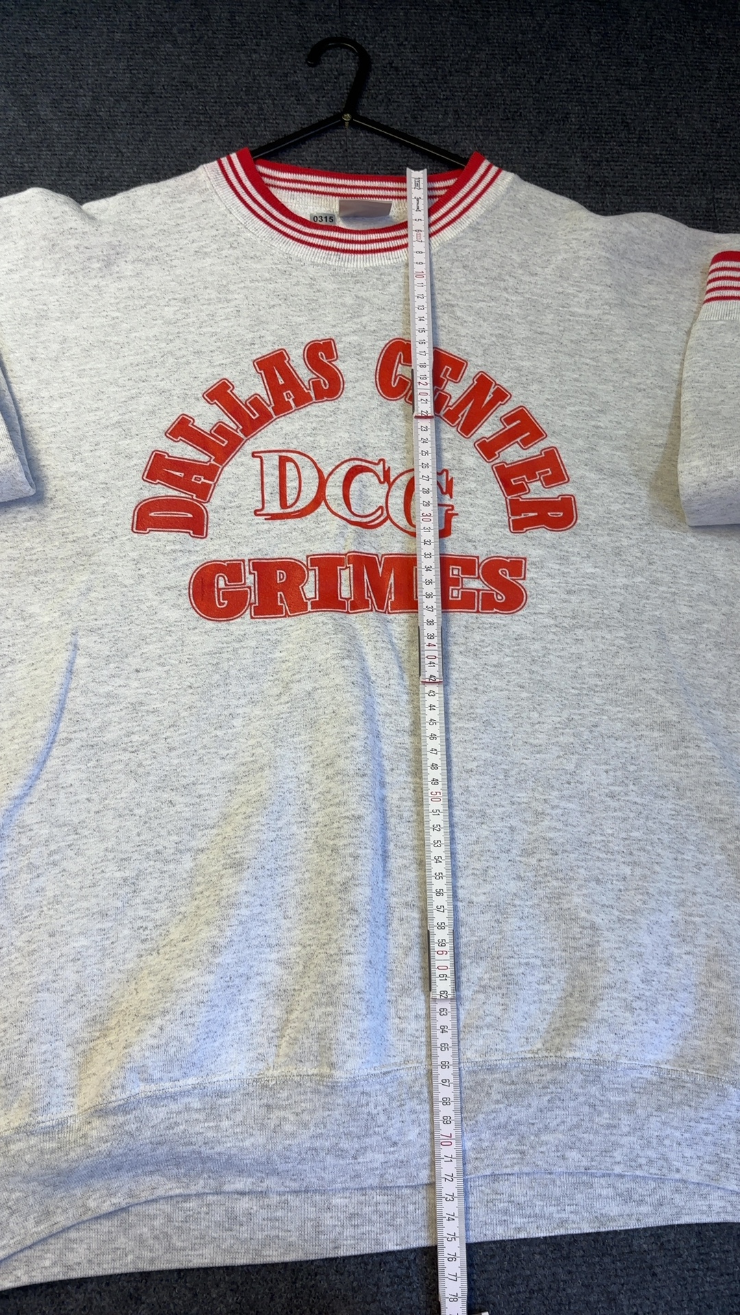 Power-Sweats Grey & Red Dallas Center Grimes High School Sweatshirt 70 cm Length XL very good condition image 3