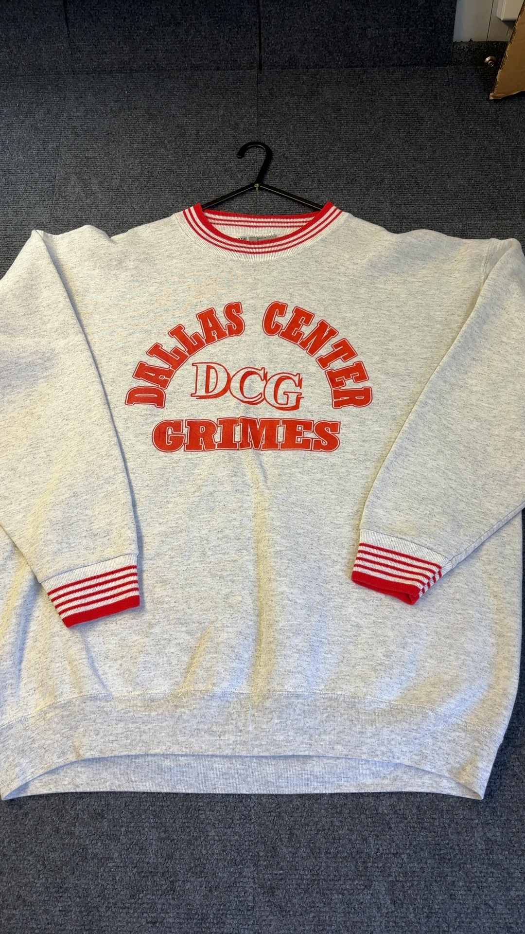 Power-Sweats Grey & Red Dallas Center Grimes High School Sweatshirt 70 cm Length XL very good condition