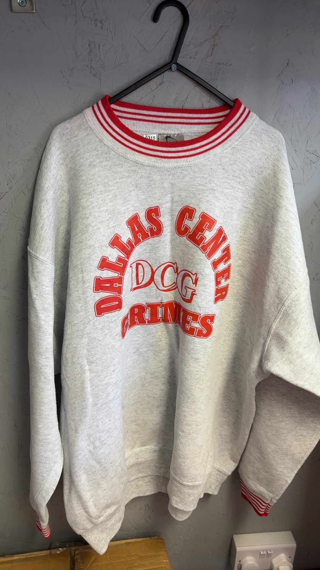 Power-Sweats Grey & Red Dallas Center Grimes High School Sweatshirt 70 cm Length XL very good condition image 2