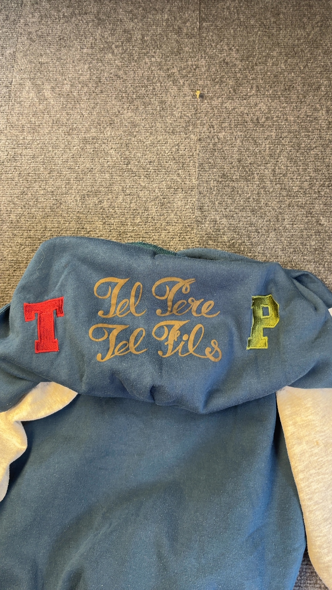 Tel Pere Tel Fils Blue & Grey Zip Hoodie Medium Vintage image 6
