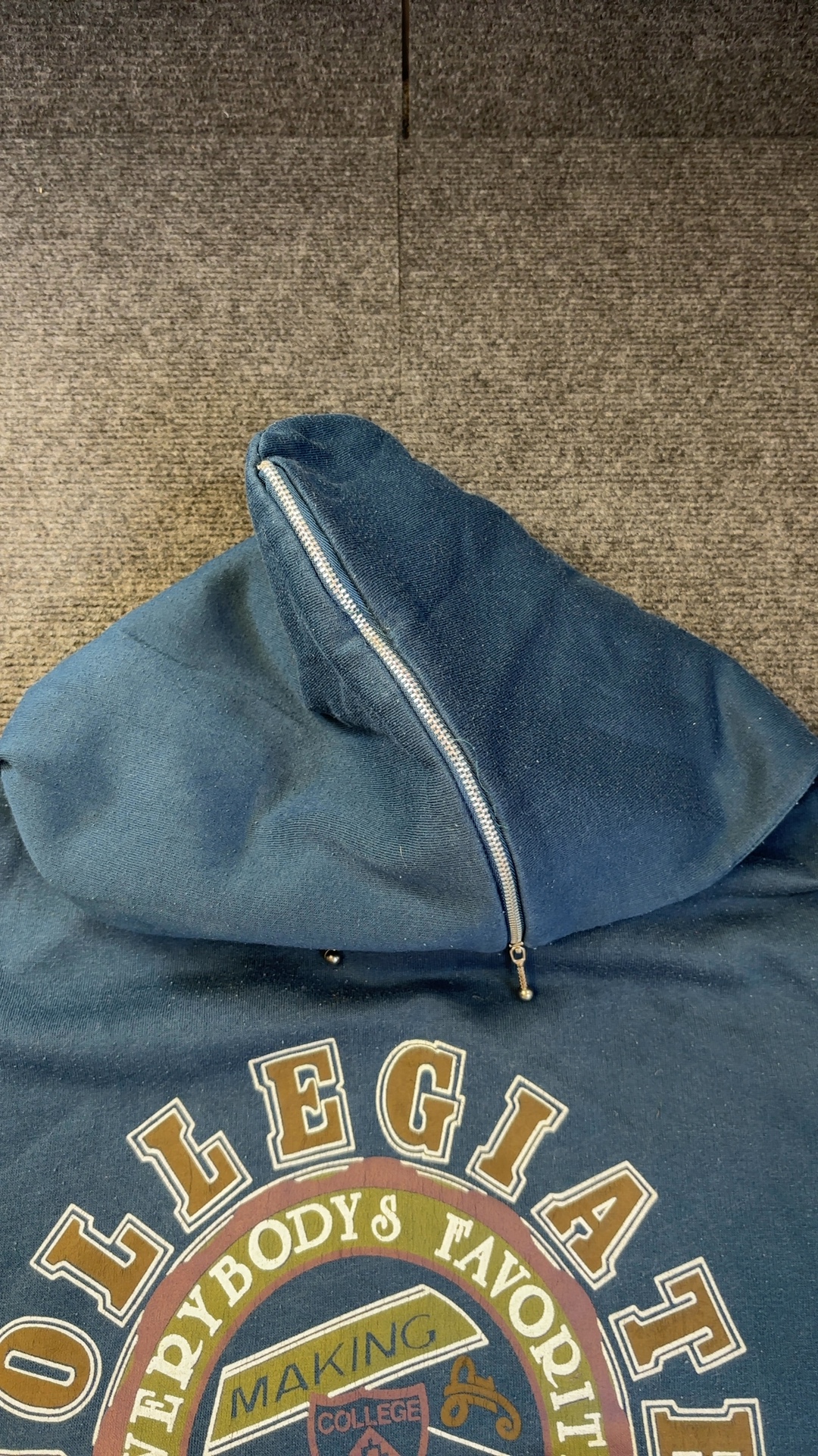 Tel Pere Tel Fils Blue & Grey Zip Hoodie Medium Vintage image 4
