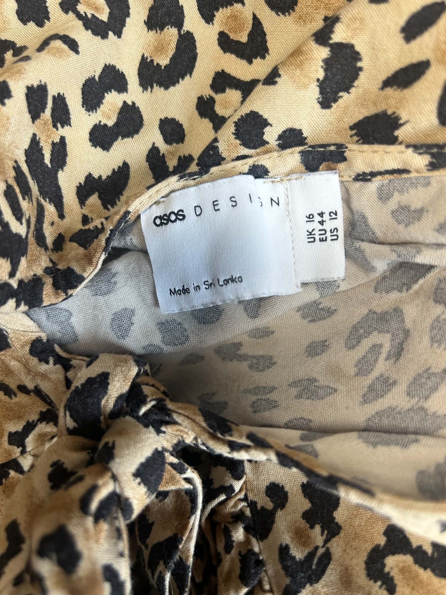 ASOS Design Women's Leopard Print short sleve Tie-Front Top UK 16 image 4