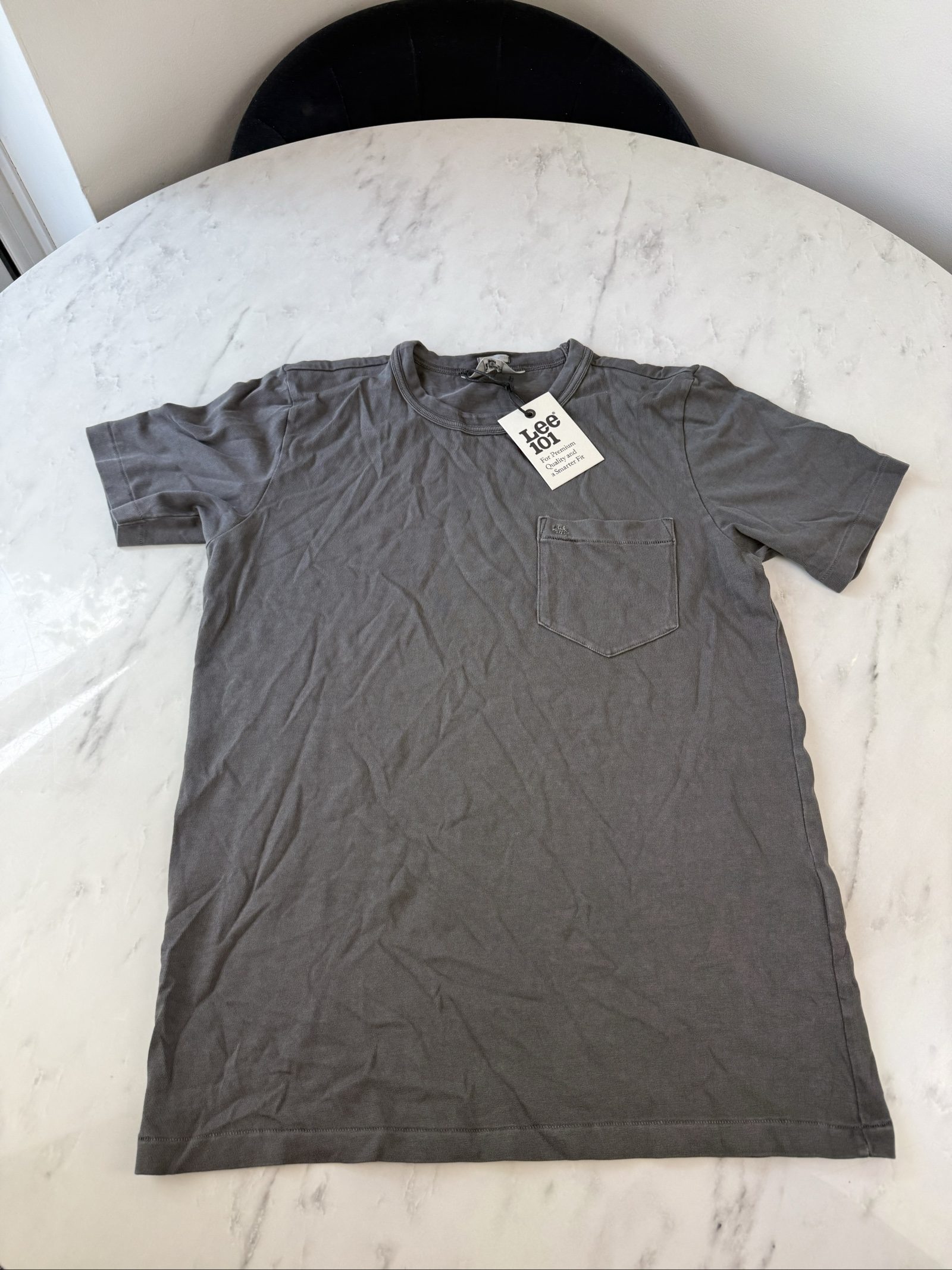 Lee 101 Black Pocket Tee Medium Regular Fit Organic Cotton