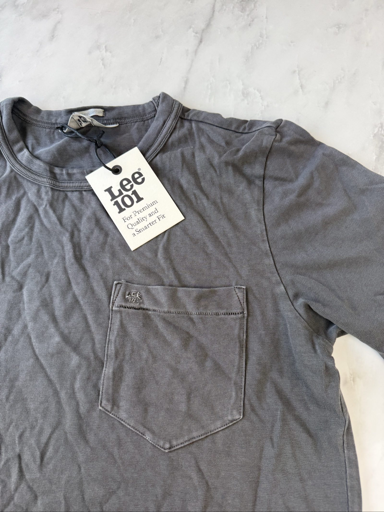 Lee 101 Black Pocket Tee Medium Regular Fit Organic Cotton image 2