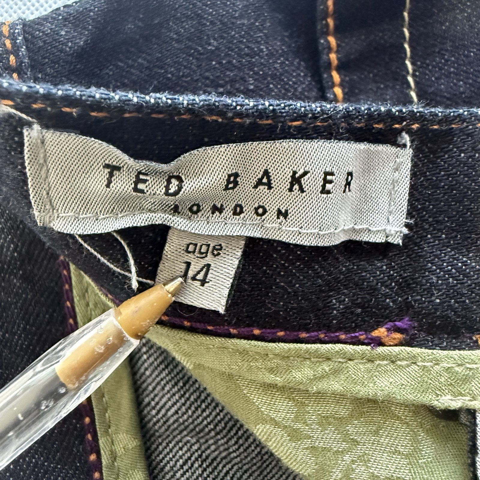 Ted Baker Boys Dark Blue Dark Wash Denim Shorts Size 14 Straight Leg BNWT image 7