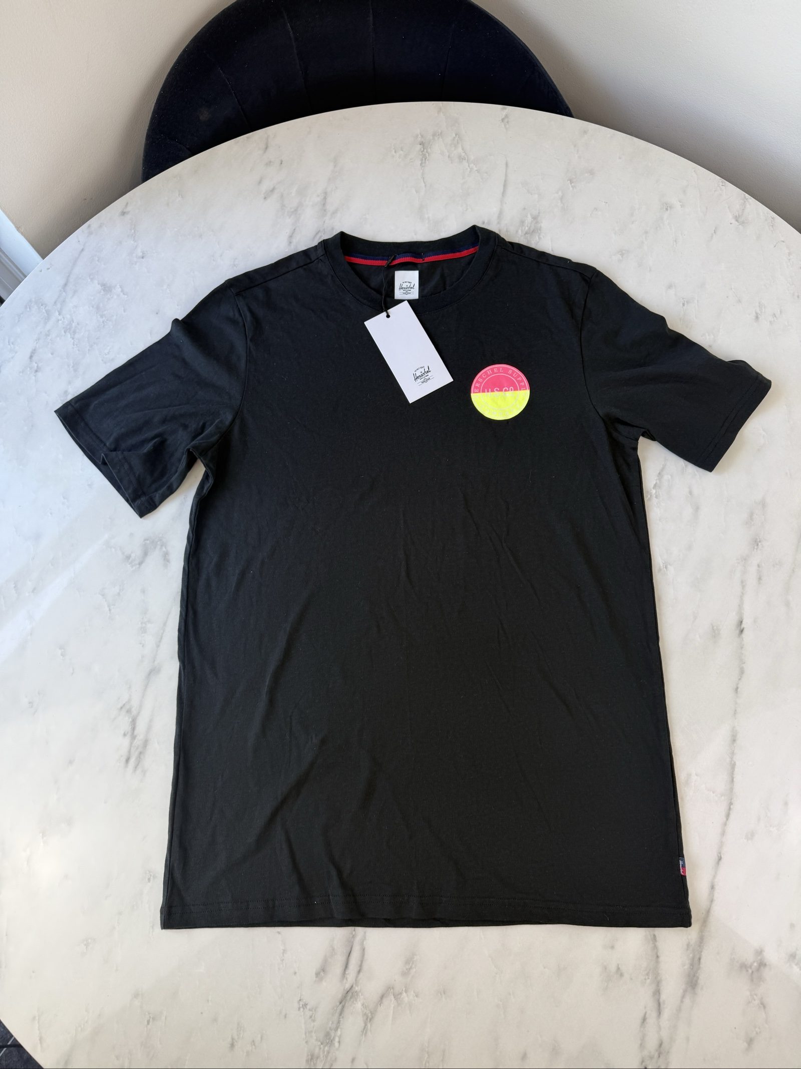 Herschel Men's Black Two Tone Logo Stamp T-Shirt Medium