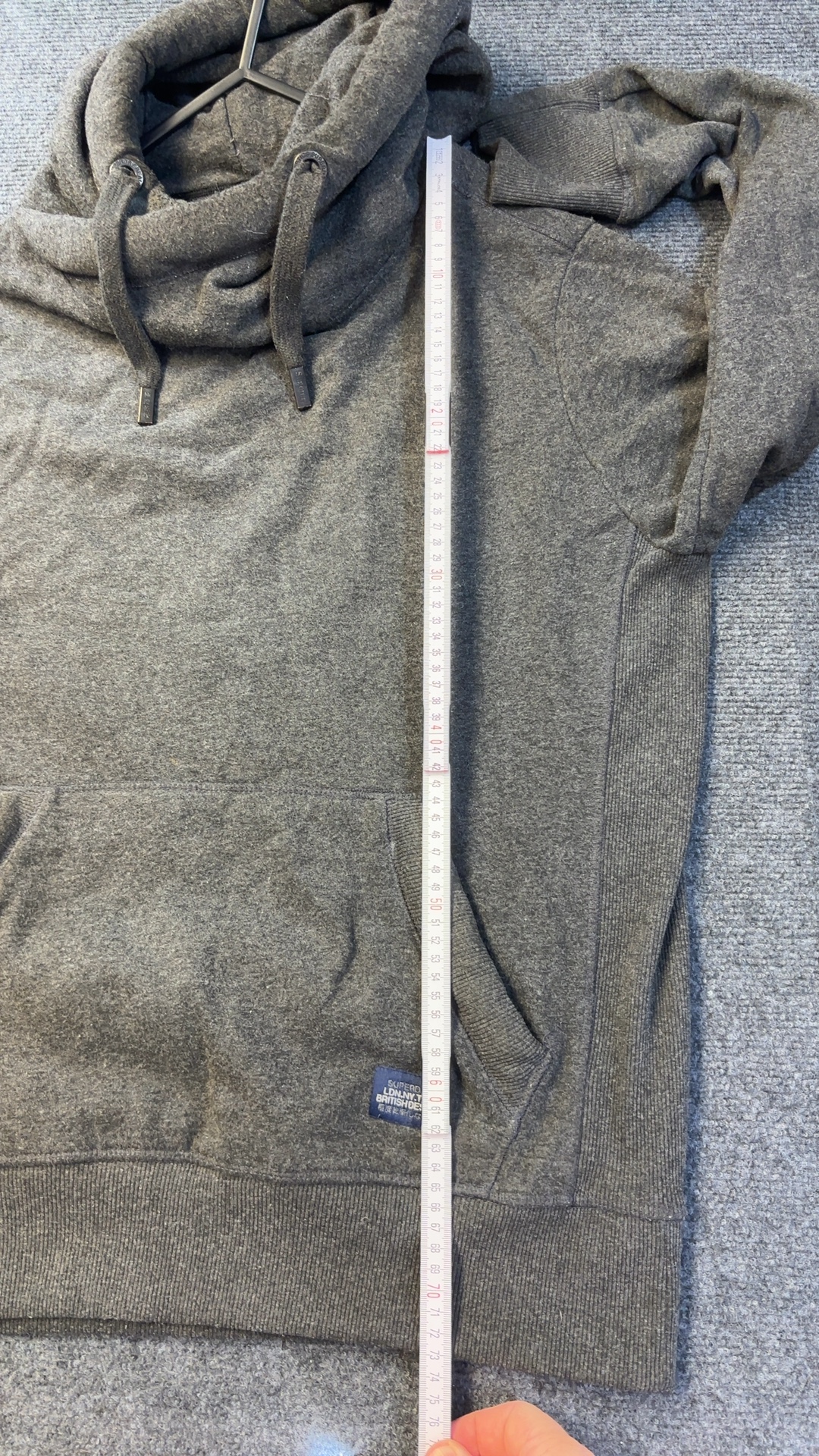 Superdry Men's Grey Hoodie XL Drawstring Funnel Neck very good condition image 7