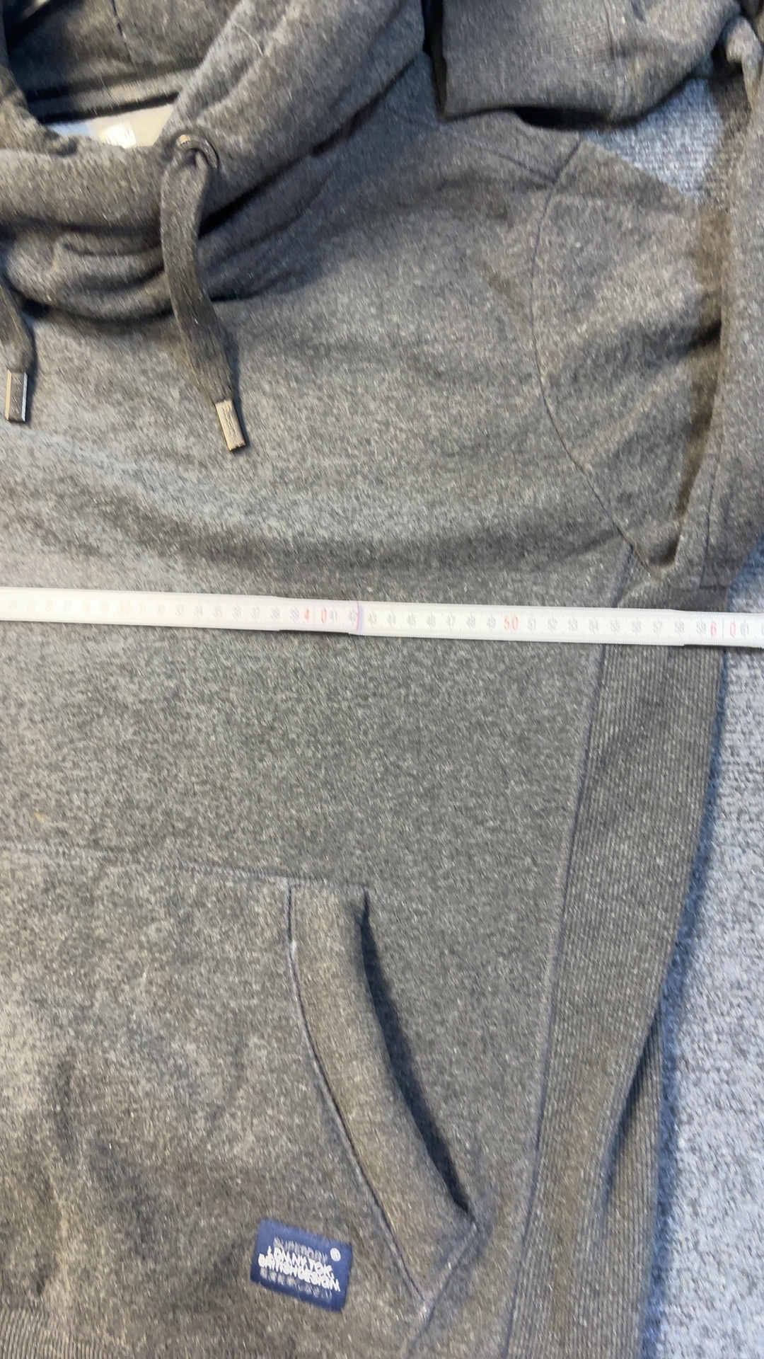 Superdry Men's Grey Hoodie XL Drawstring Funnel Neck very good condition image 8