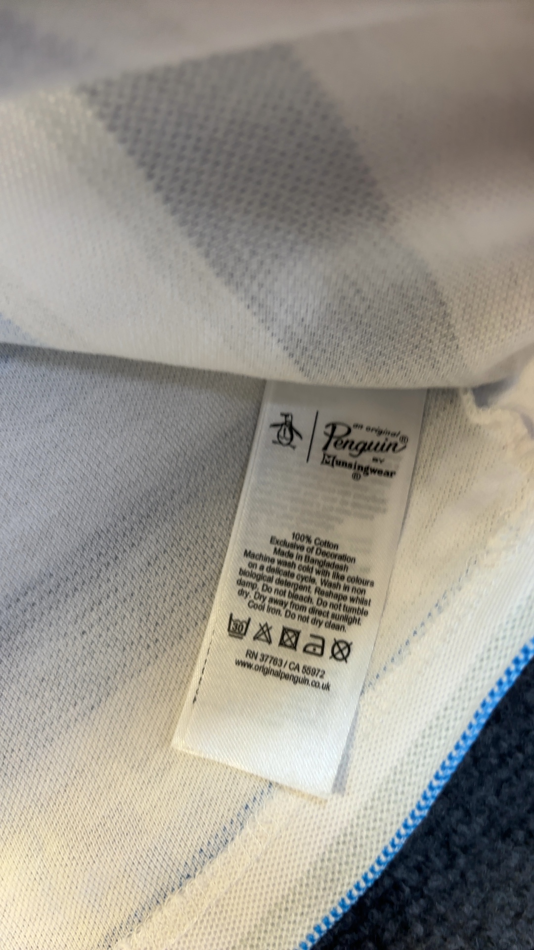 Original Penguin Men's Blue, White & Grey Striped Cotton T-Shirt Large excellent condition image 4
