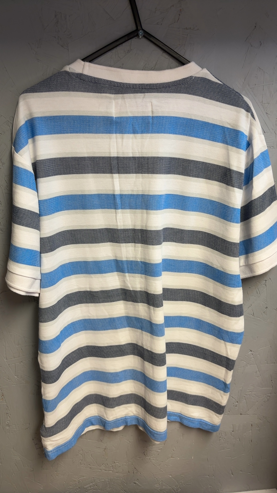 Original Penguin Men's Blue, White & Grey Striped Cotton T-Shirt Large excellent condition image 3