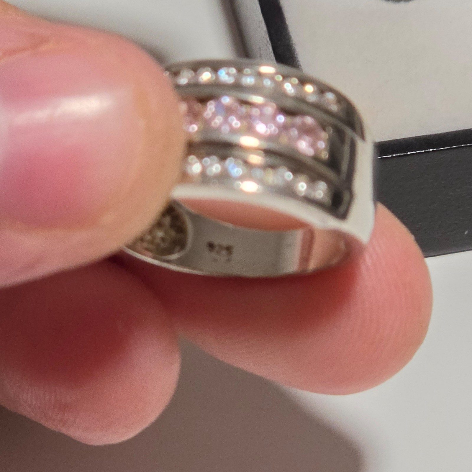 925 Silver Pink & White Stone Ring .b6 image 3