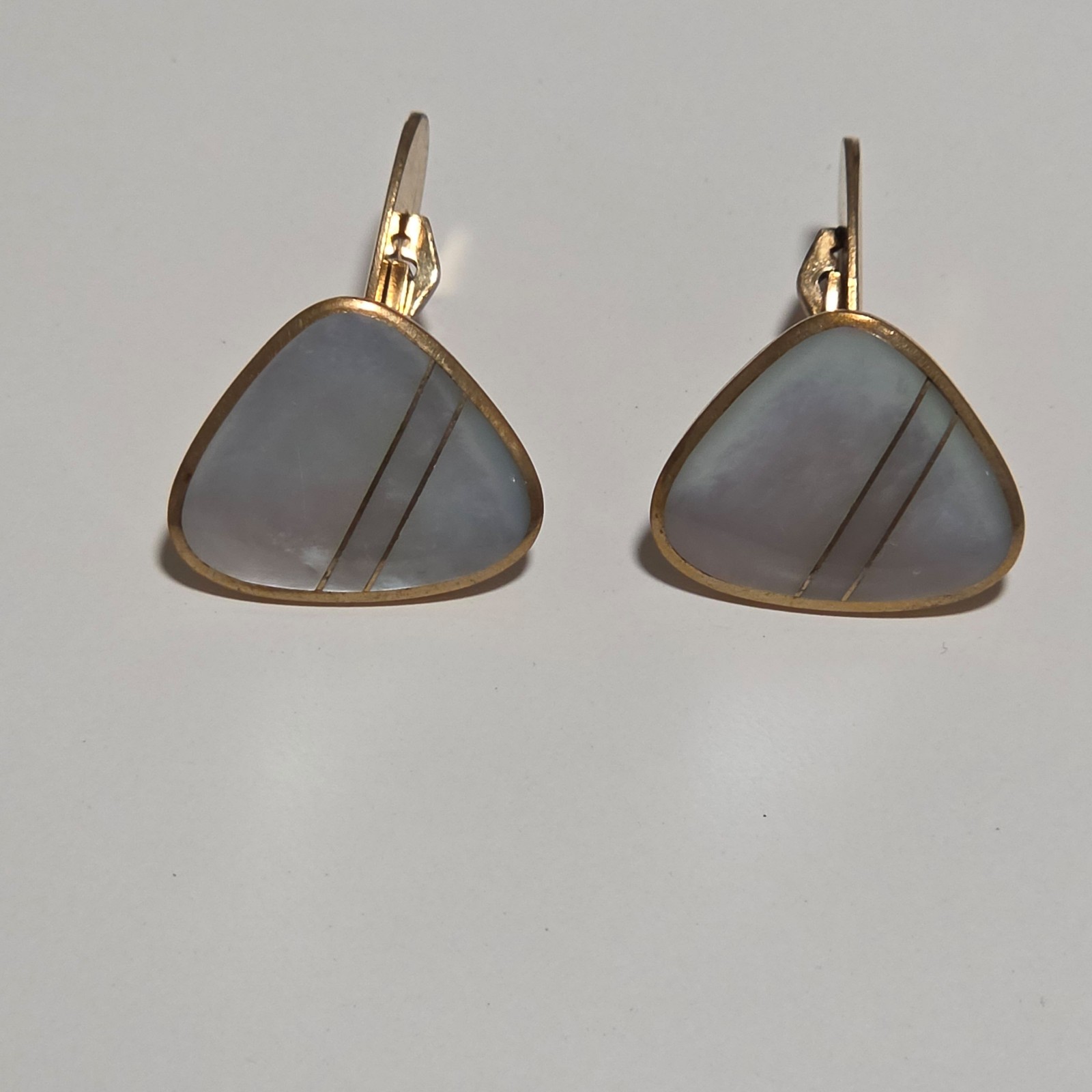 Vintage rolled Gold & Mother of Pearl Triangular Cufflinks