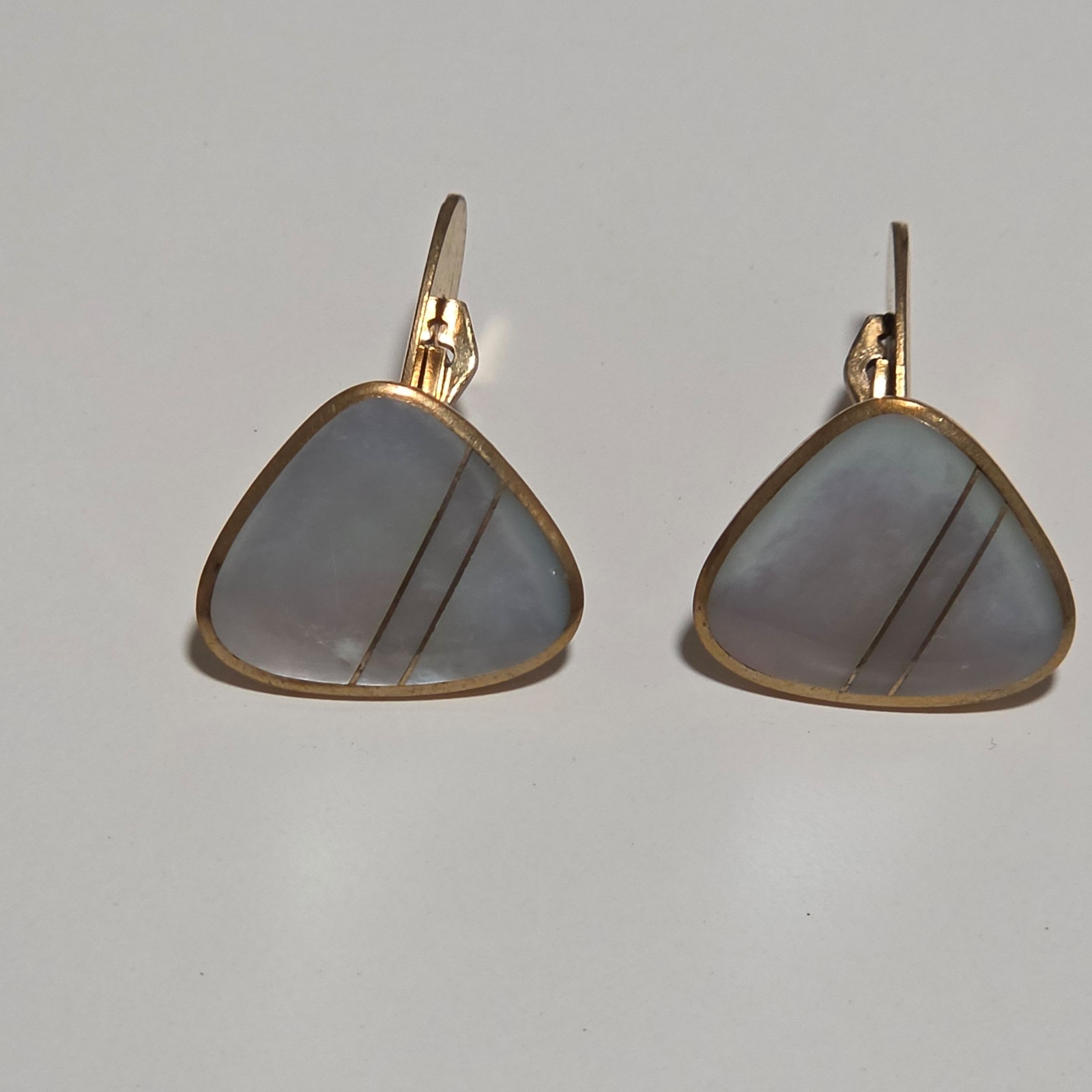 Vintage rolled Gold & Mother of Pearl Triangular Cufflinks image 2