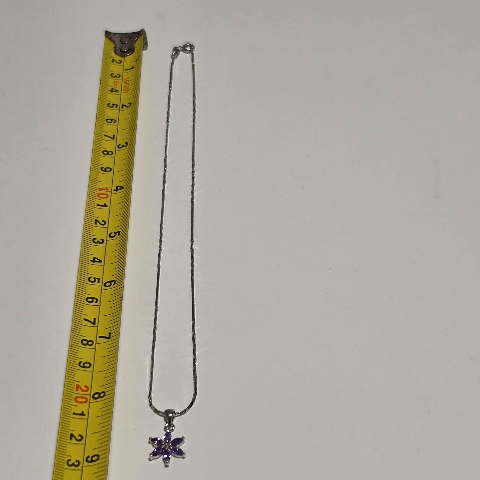 Silver Purple Flower Pendant Necklace .b6 image 2