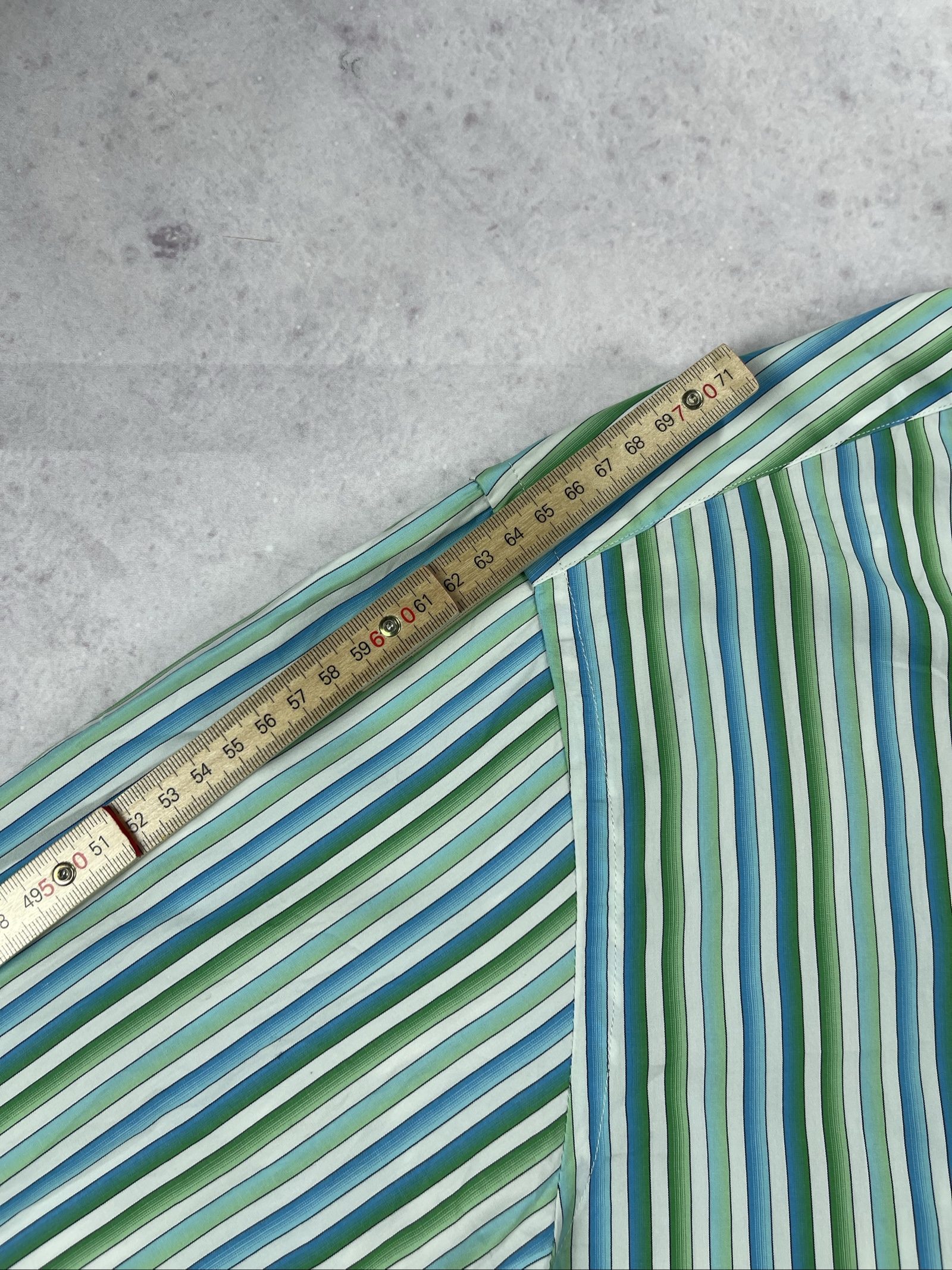 Mirto Men's Green & Blue Striped Classic Fit Shirt XL image 9