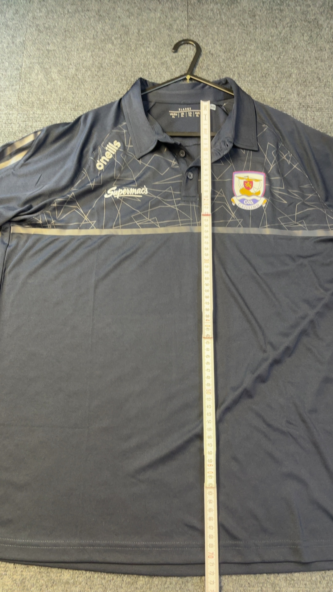 O'Neills Navy & Grey GAA Galway Gaillimh Polo Shirt XL excellent condition image 8