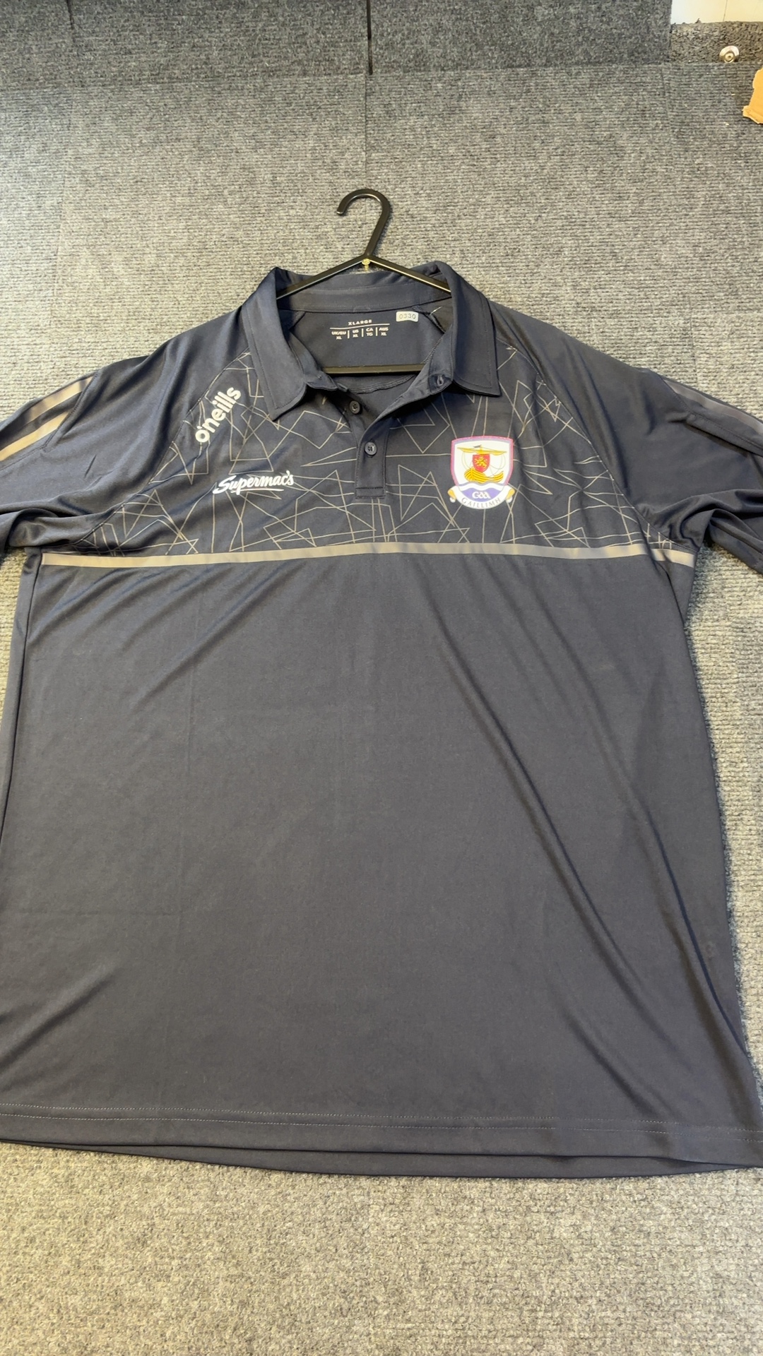 O'Neills Navy & Grey GAA Galway Gaillimh Polo Shirt XL excellent condition