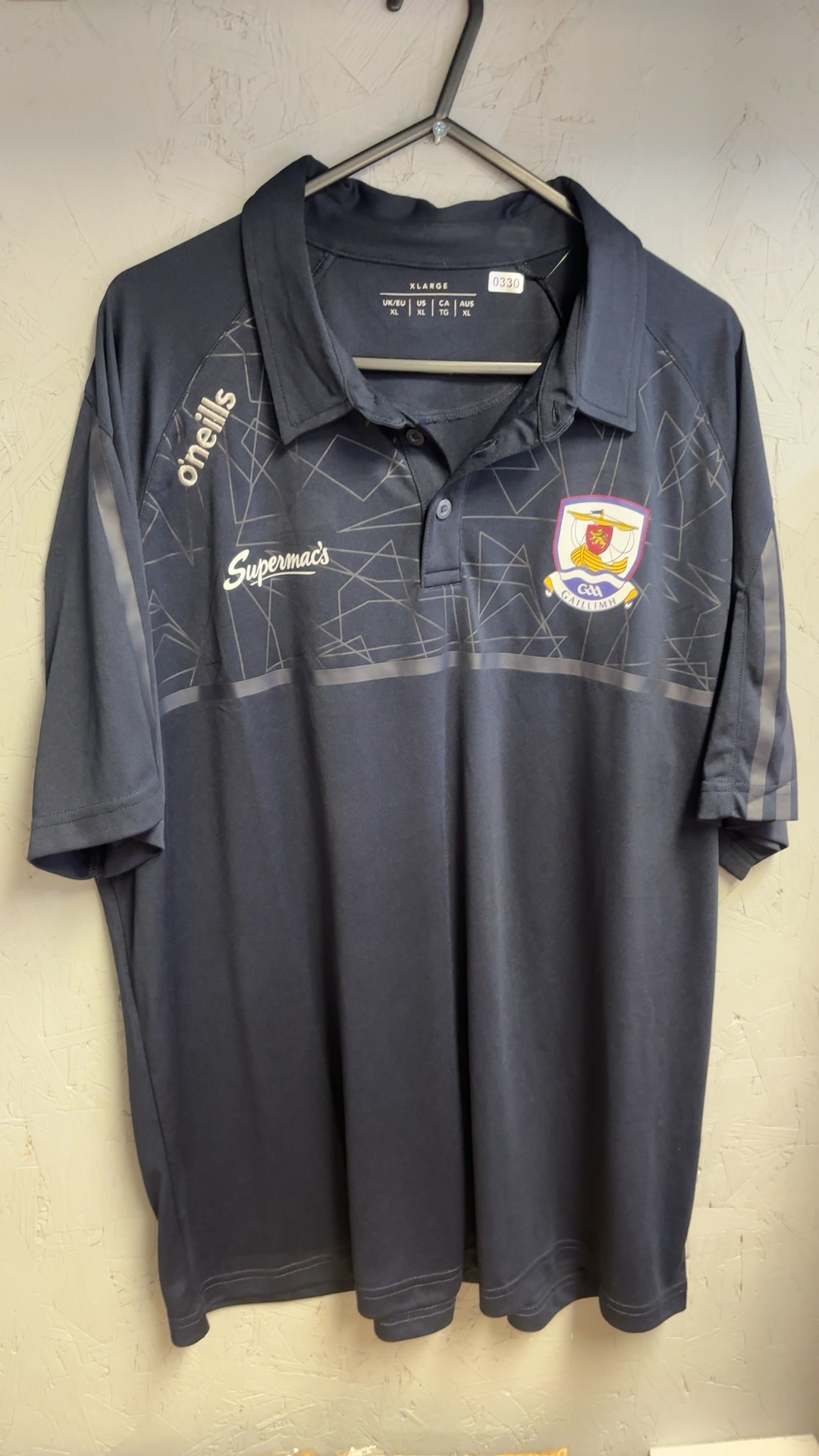 O'Neills Navy & Grey GAA Galway Gaillimh Polo Shirt XL excellent condition image 2