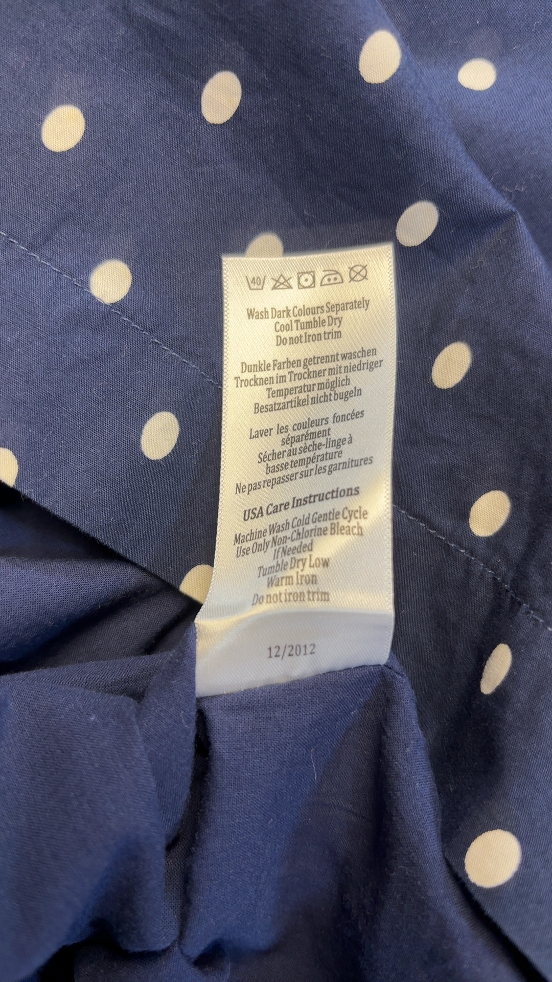 Joules Navy & White Polka Dot Cotton Dress UK 10 excellent condition image 6