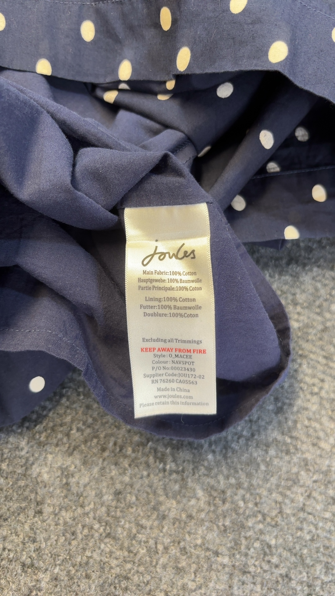 Joules Navy & White Polka Dot Cotton Dress UK 10 excellent condition image 7