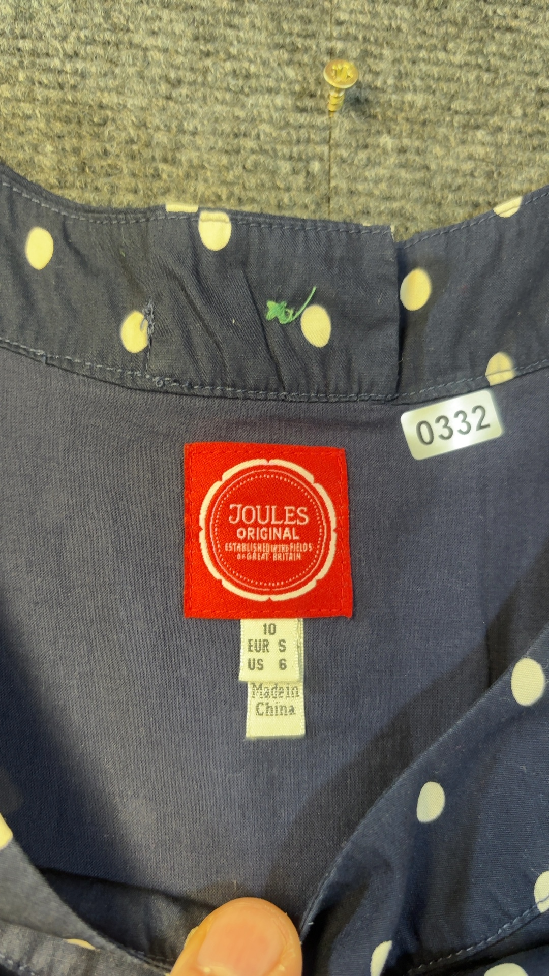 Joules Navy & White Polka Dot Cotton Dress UK 10 excellent condition image 4