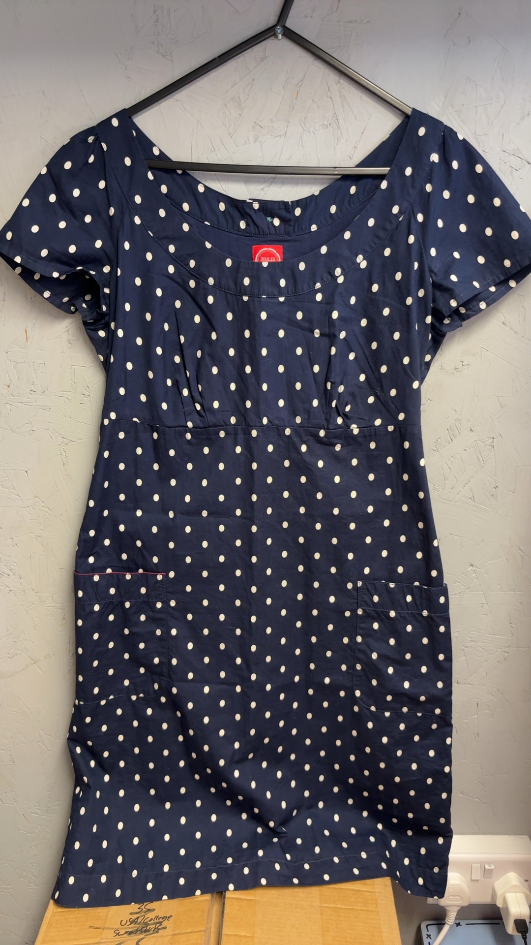 Joules Navy & White Polka Dot Cotton Dress UK 10 excellent condition
