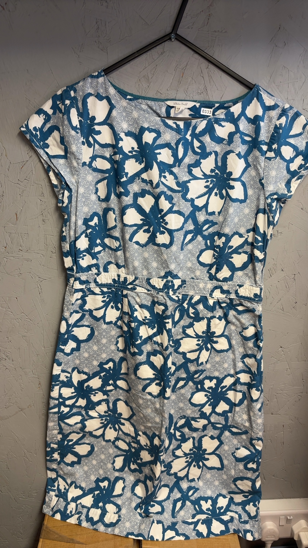 White Stuff Women's Blue & White Floral Cotton Dress UK12 very good condition image 3