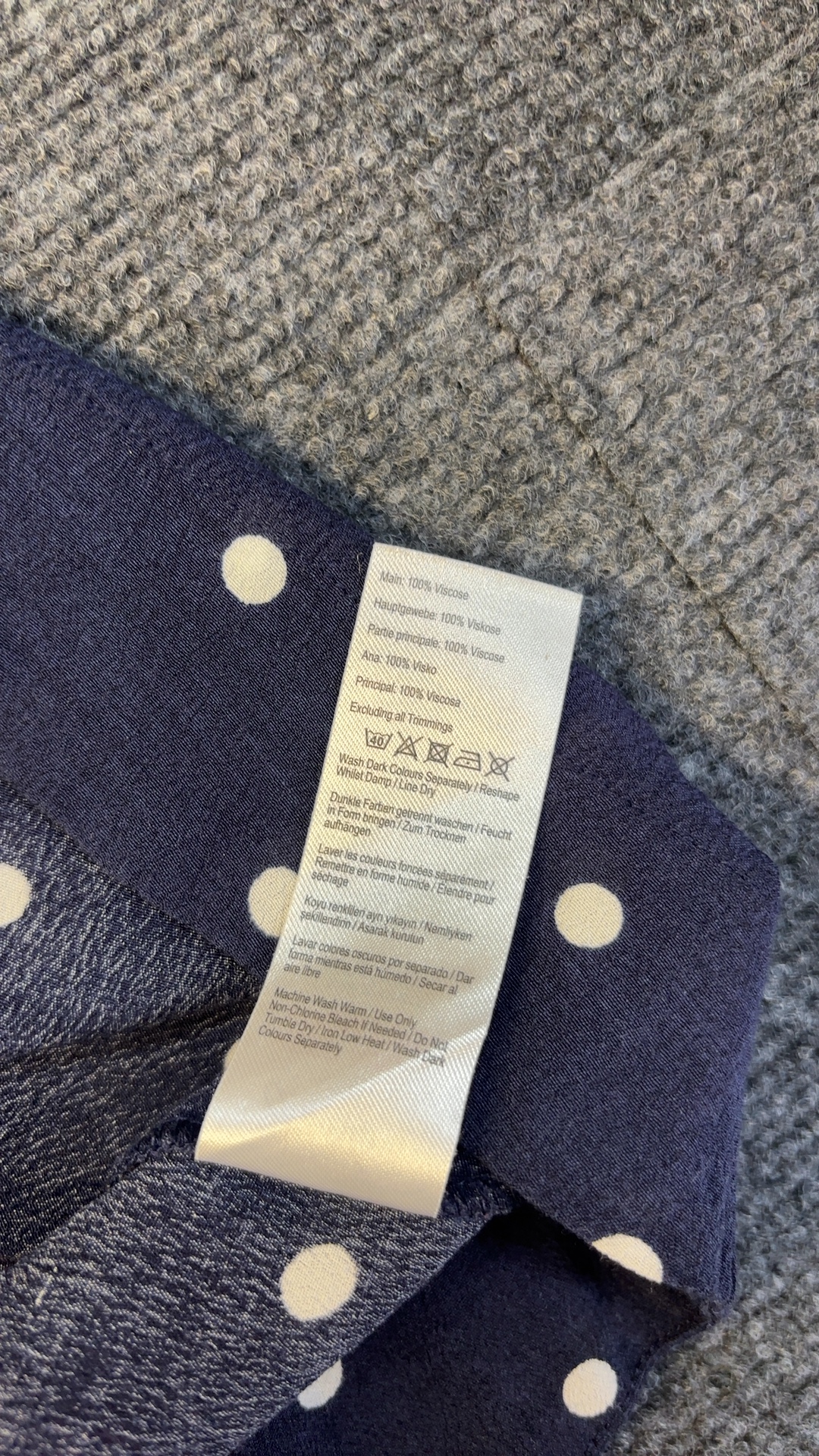 Joules Navy & White Polka Dot Viscose Dress UK 10 excellent condition image 2