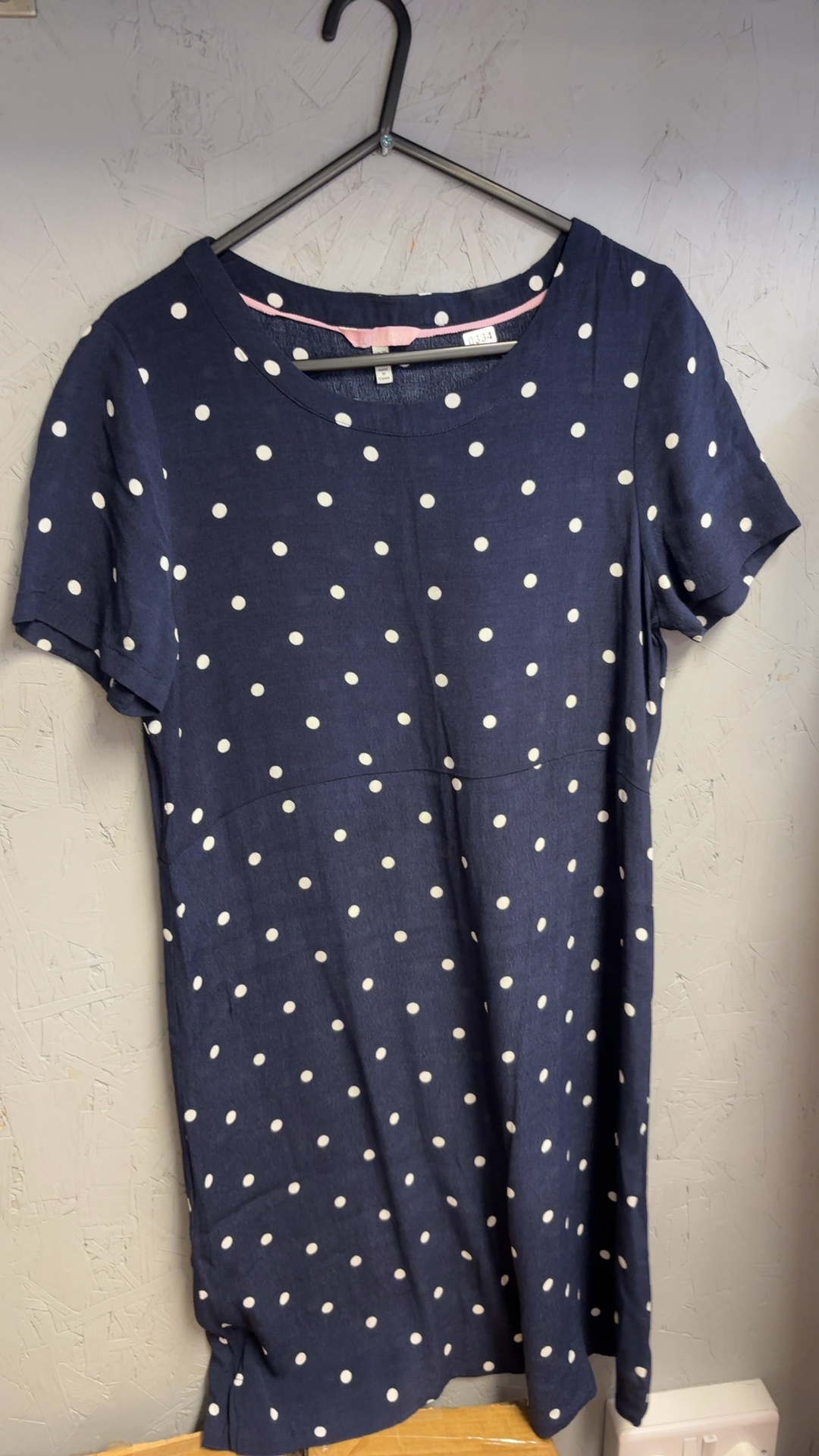 Joules Navy & White Polka Dot Viscose Dress UK 10 excellent condition