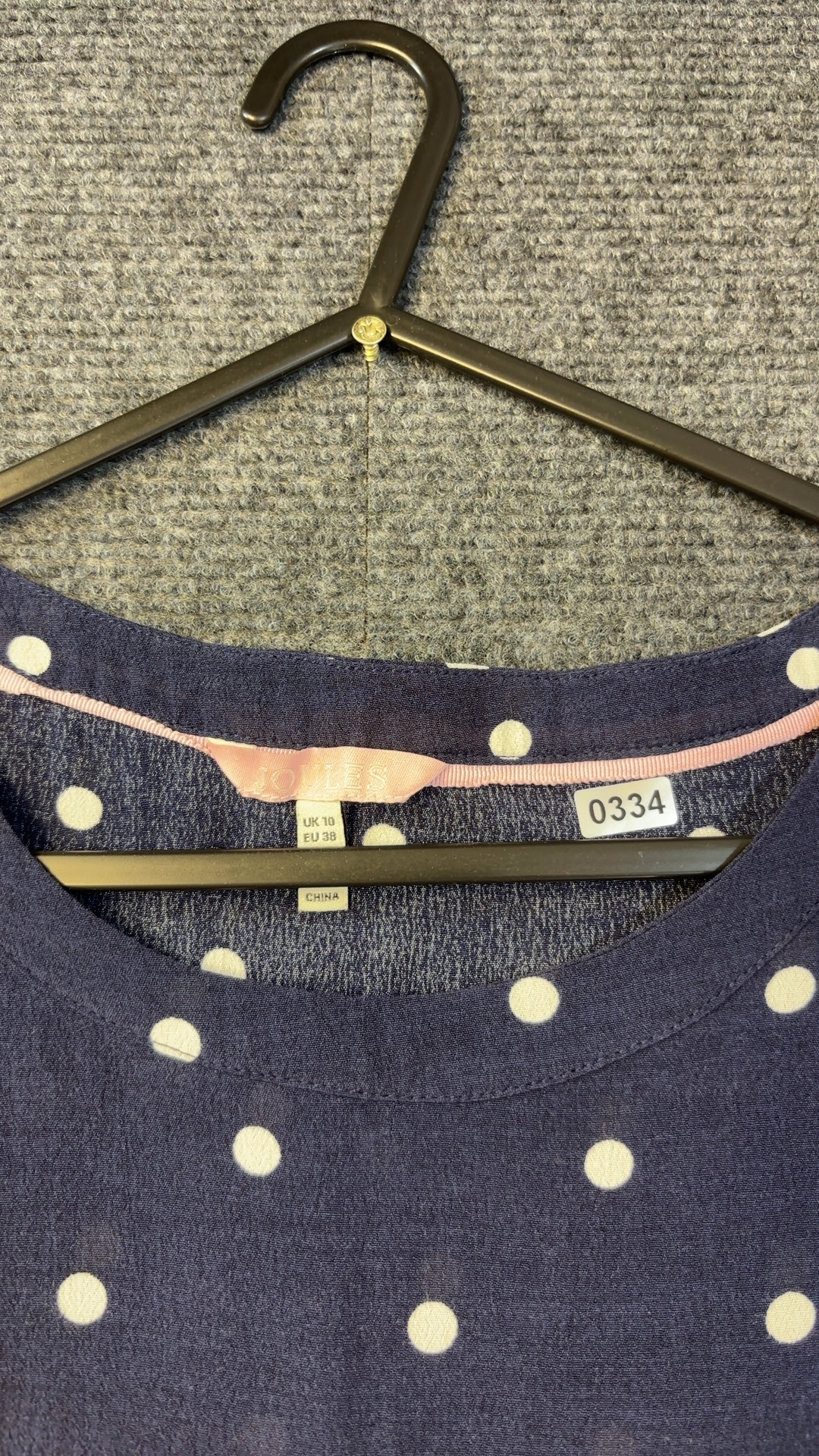 Joules Navy & White Polka Dot Viscose Dress UK 10 excellent condition image 7