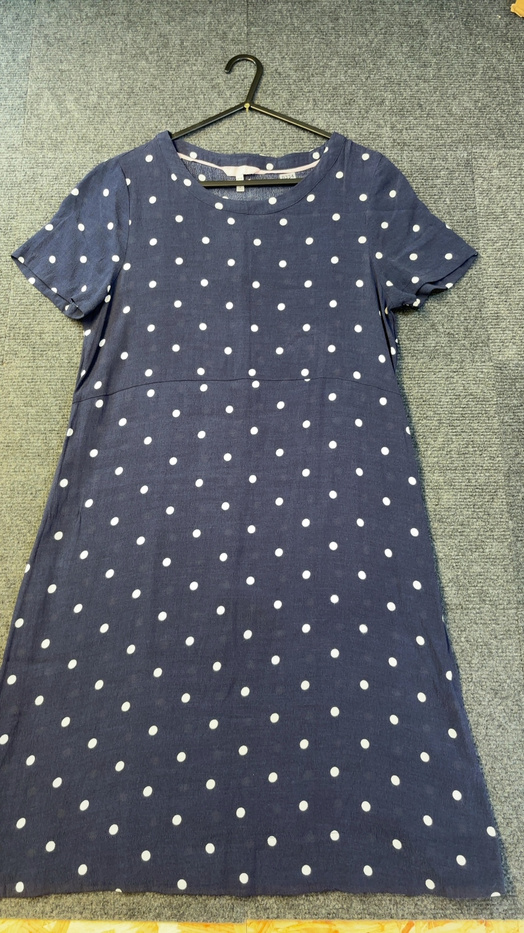 Joules Navy & White Polka Dot Viscose Dress UK 10 excellent condition image 9