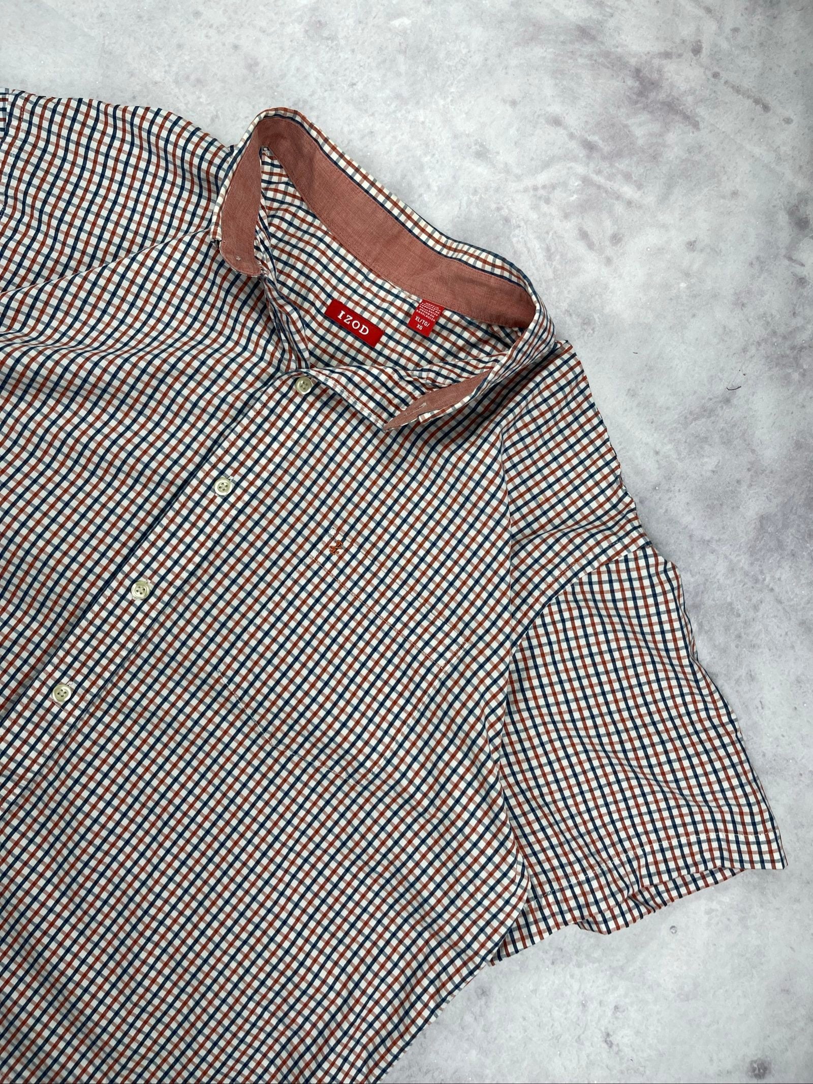 IZOD Men's Multi Check Short Sleeve Shirt XL Casual Cotton image 3